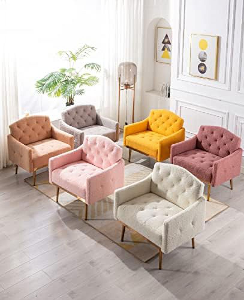 Upholstered Velvet Accent Chair with Arms and Metal Legs I204