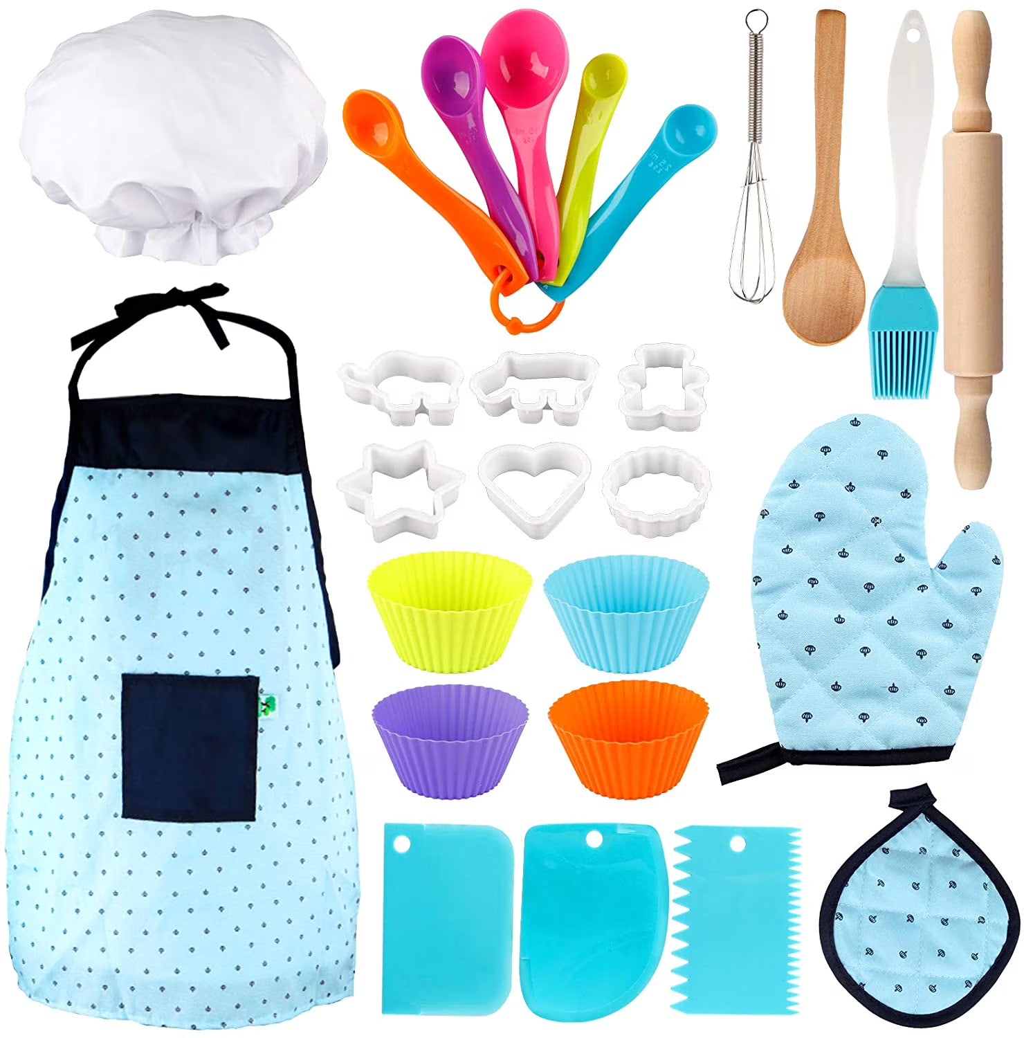 26 Pcs Kids Baking Set with Chef Hat and Apron Y69782