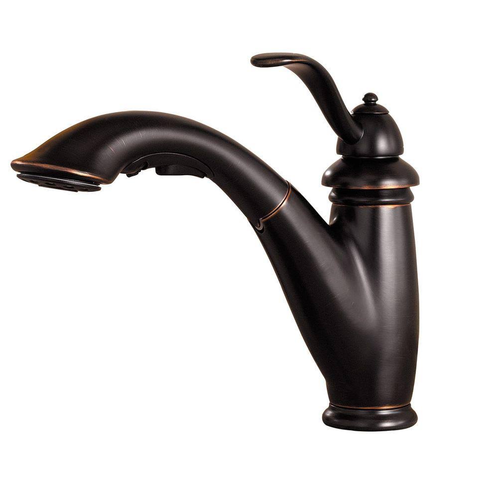 Tuscan Bronze Single Handle Pull-Out Kitchen Faucet T158
