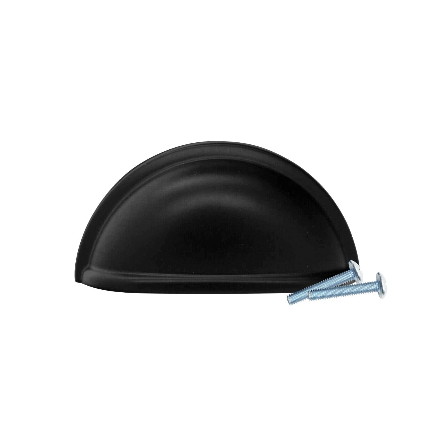 25 Pack Flat Black Cup Cabinet Hardware Pull P9931