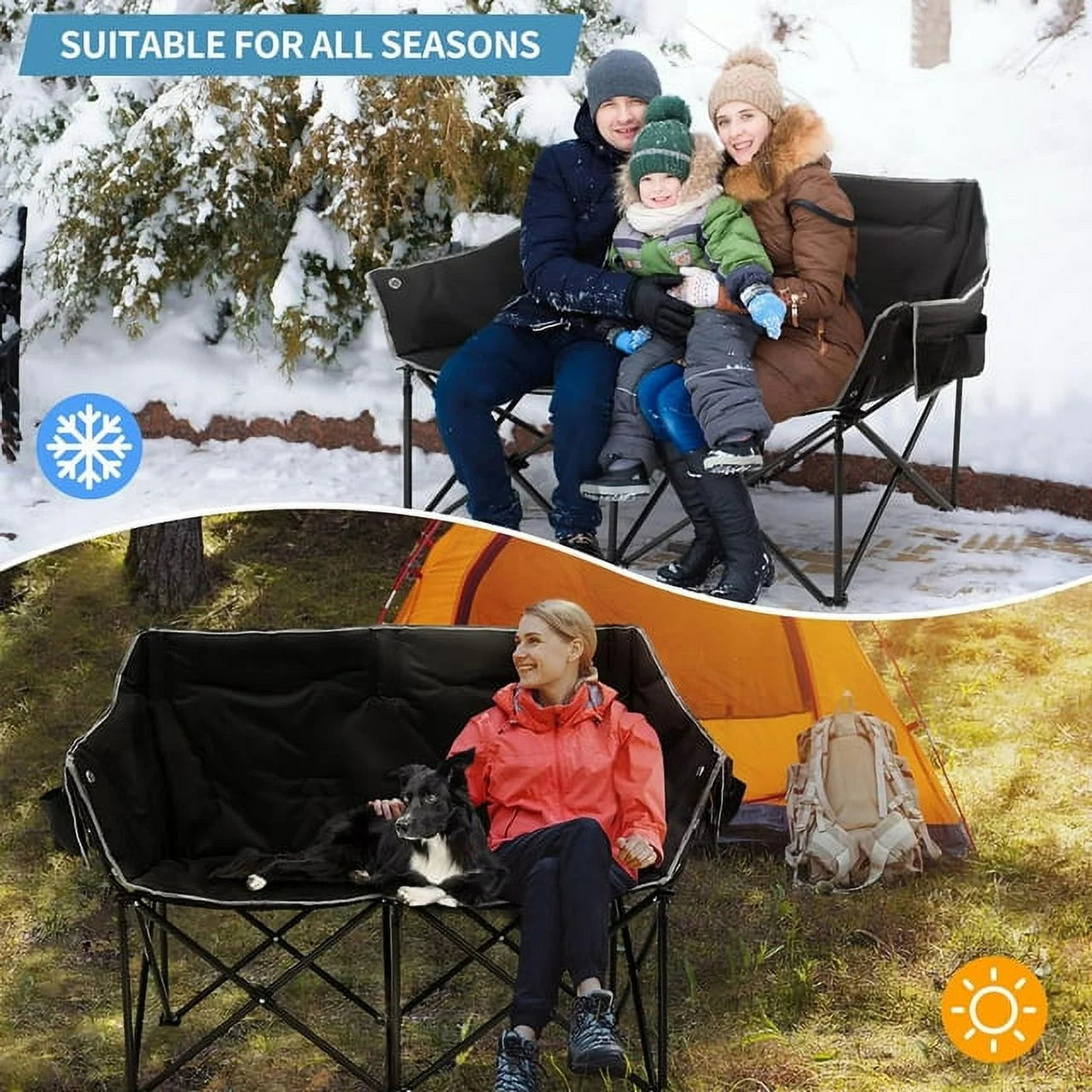 Heated Double Folding Camping Chair Z860297