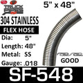 5" x 48" Flex Exhaust Hose 304 Stainless Steel R58137