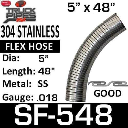 5" x 48" Flex Exhaust Hose 304 Stainless Steel R58137