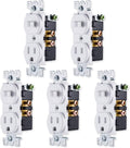 White Two-in-One Light Switch Outlet, 5 Pack U548801