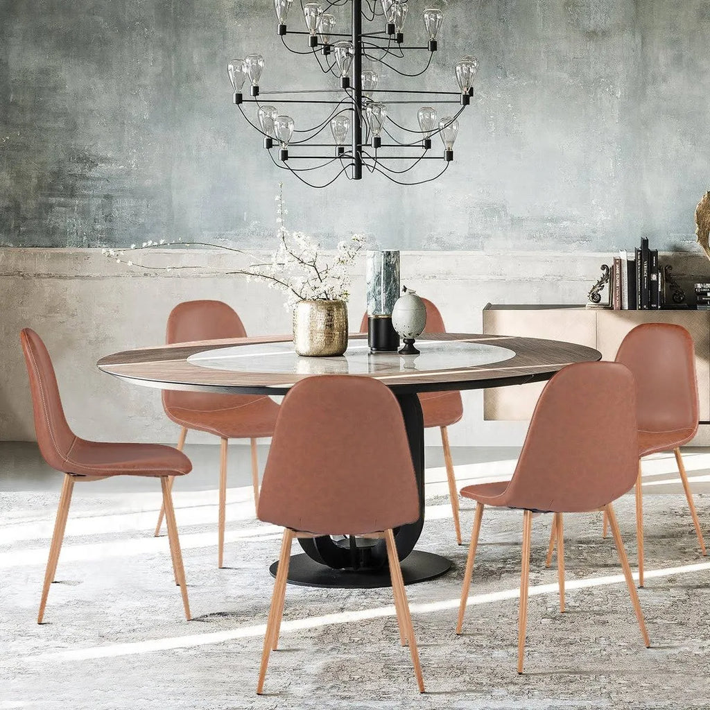 Mid-Century Modern PU Dining Chair (Set of 4) Dark Brown L4232