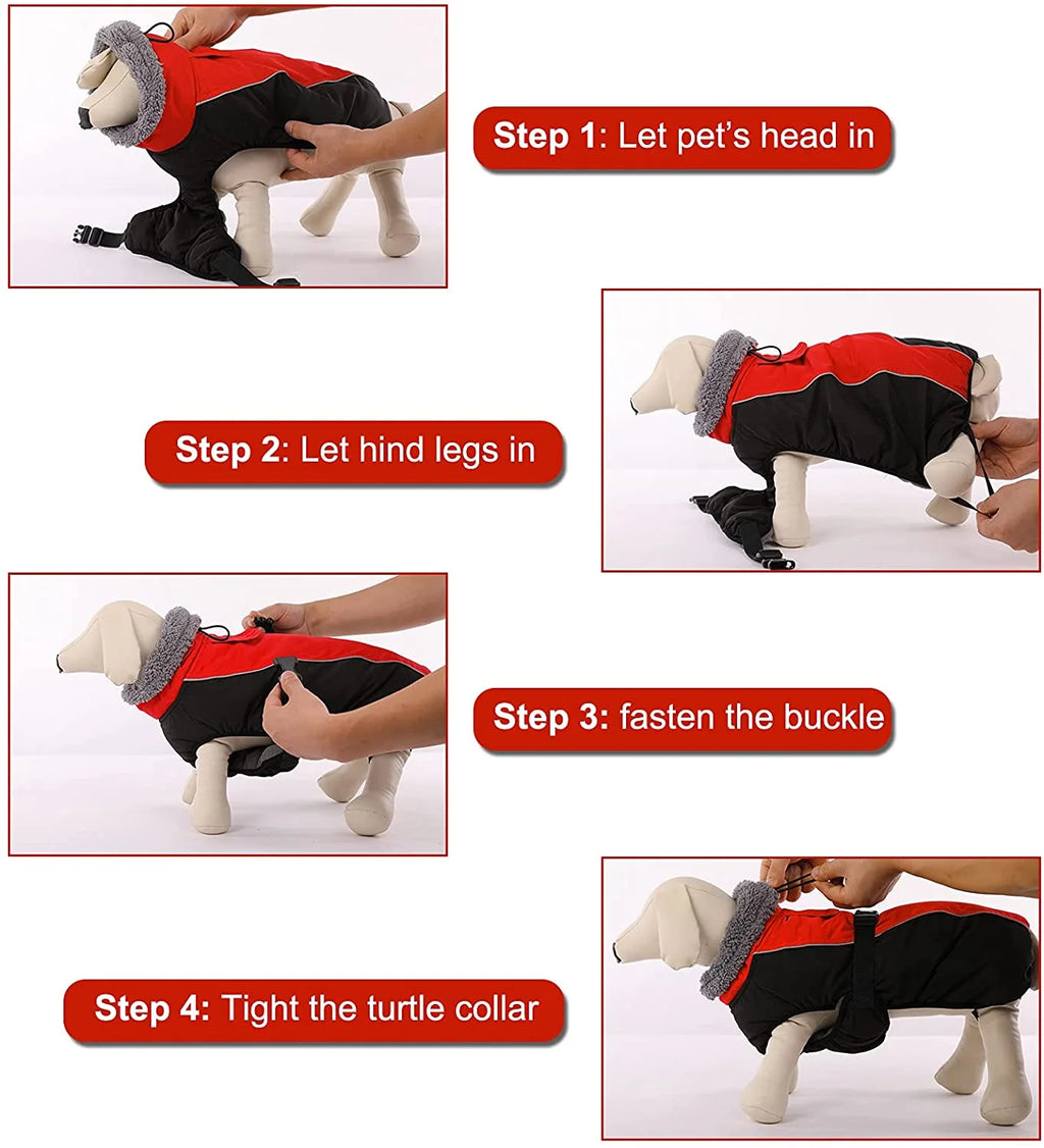 Reflective Adjustable Dog Winter Coat with Fleece F530700