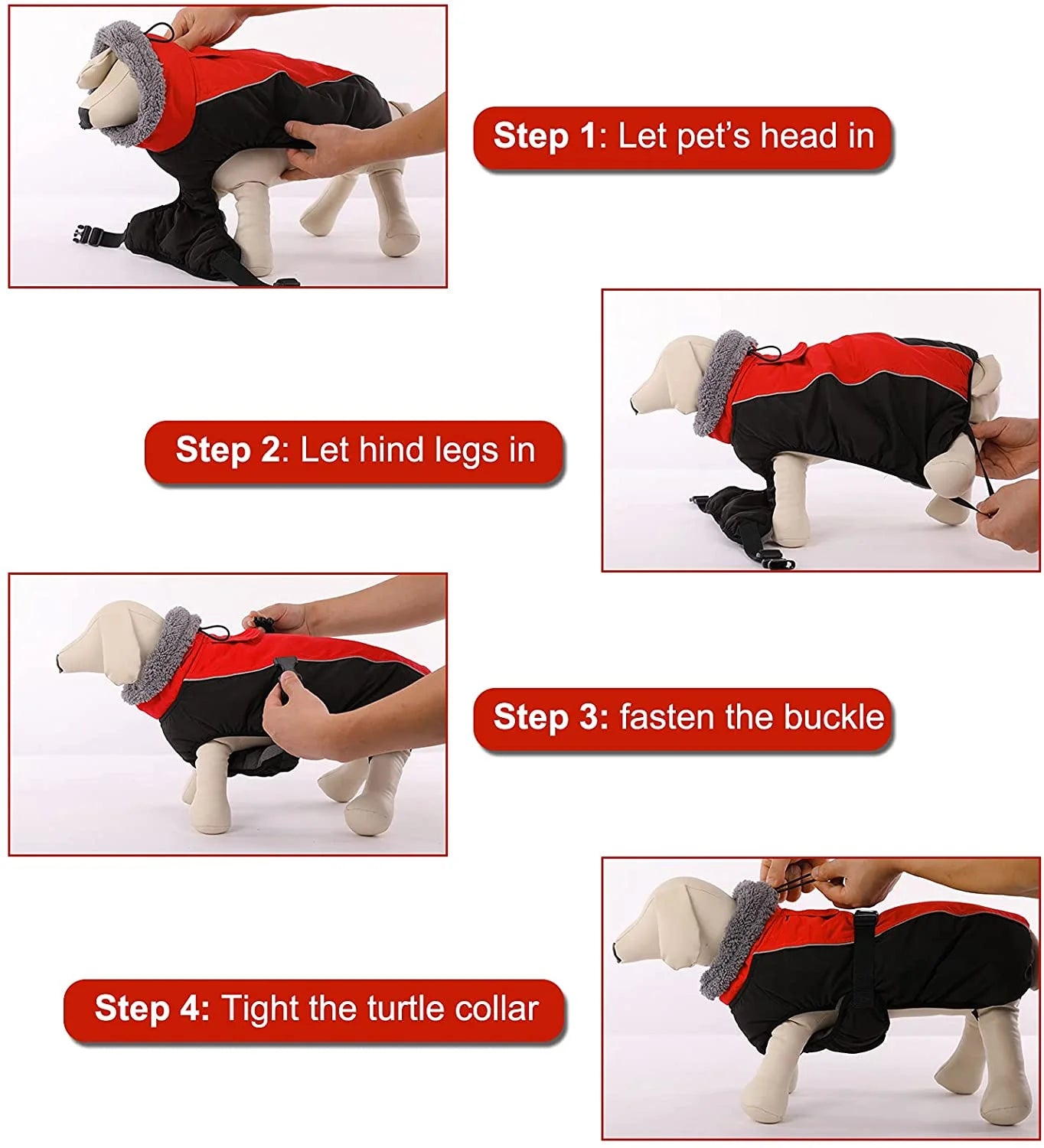 Reflective Adjustable Dog Winter Coat with Fleece F530700