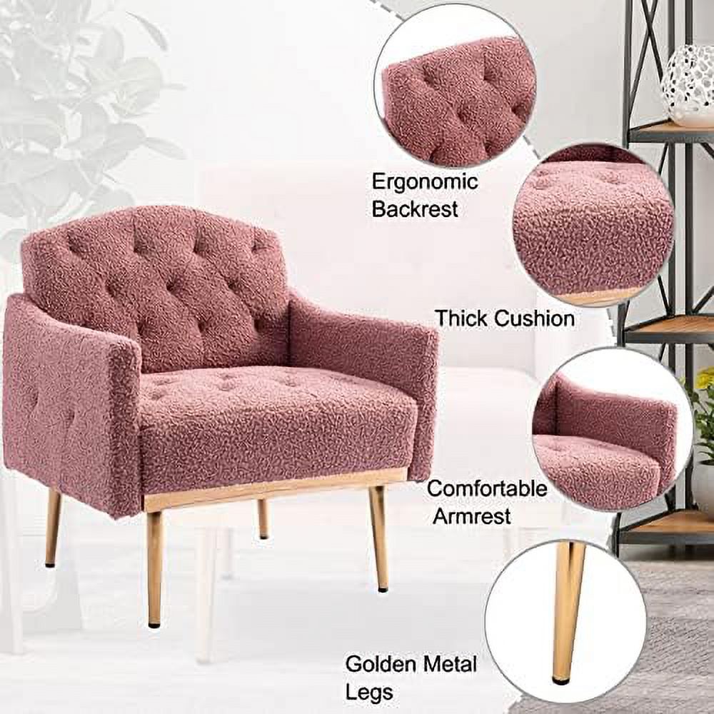 Upholstered Velvet Accent Chair with Arms and Metal Legs I204