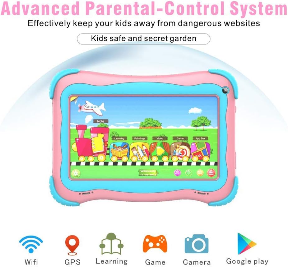 Pink 7 Kids Tablet with WiFi Dual Camera 1GB + 32GB Parental Control Pack of 2 S721