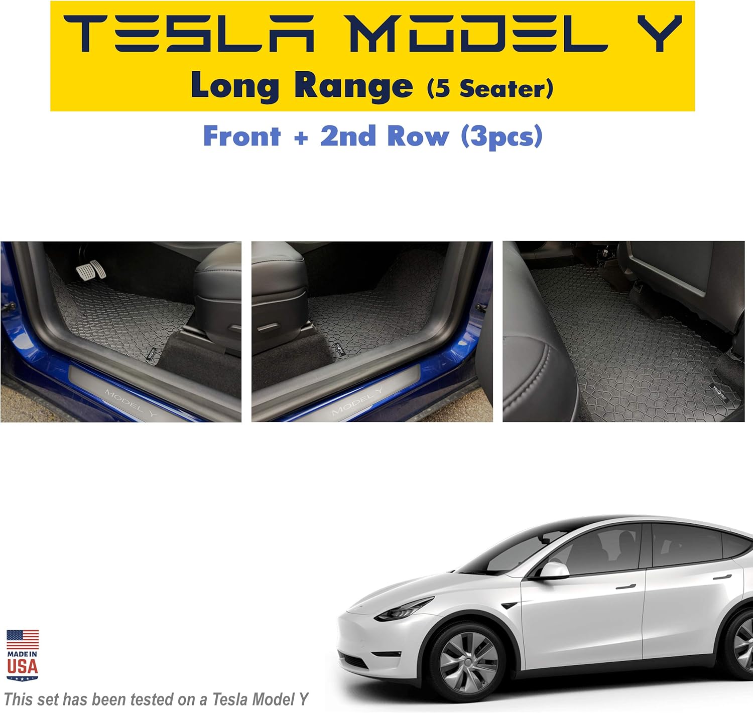Black Rubber Cargo Floor Mat for Tesla Model Y 5 Seater H102