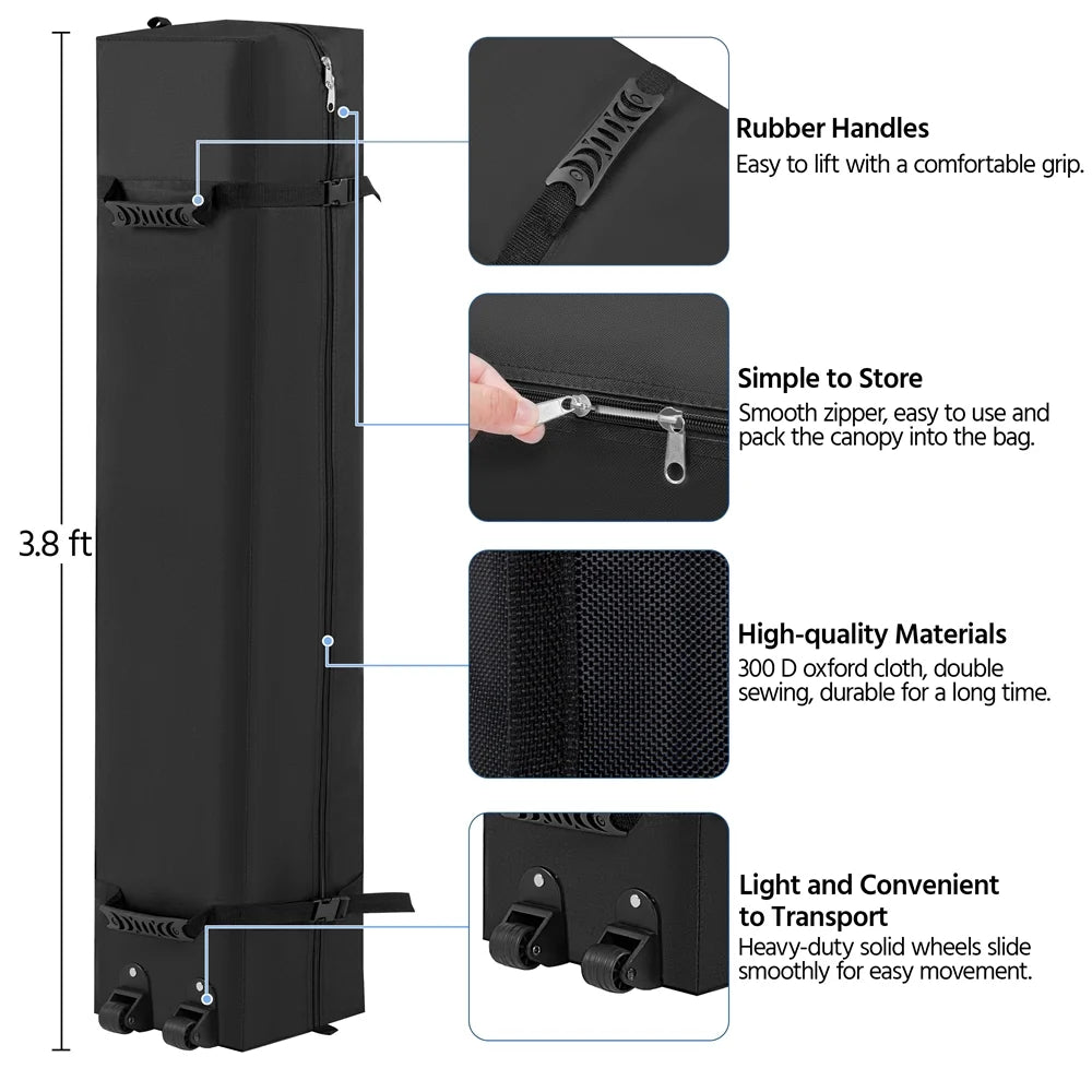 Black Pop-up Canopy with Roller Bag and Sandbags X30589