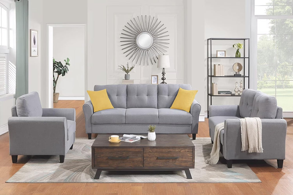 Light Grey-Blue 3-Seat Sectional Sofa Set I660