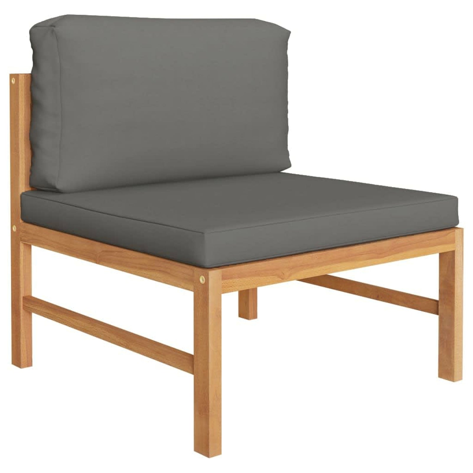3 Piece Dark Gray Cushioned Teak Wood Patio Lounge Set Q226017