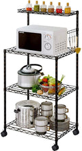 4-Tier Black Kitchen Baker’s Rack Utility Storage Microwave Stand with Wire Mesh Shelves O919101