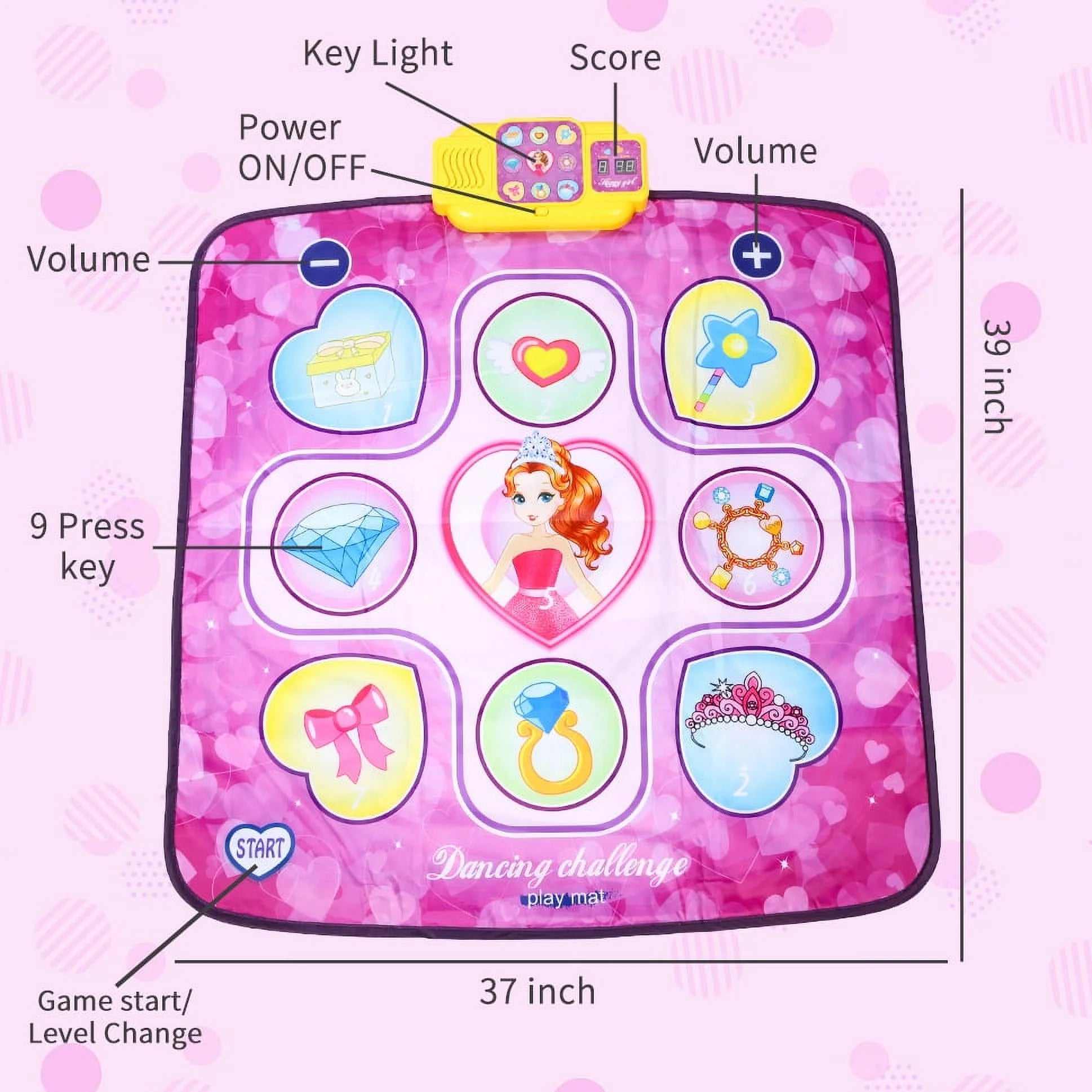 Dance Mat Toys with LED Lights, 9 Built-in Music, 7 Game Modes D846479