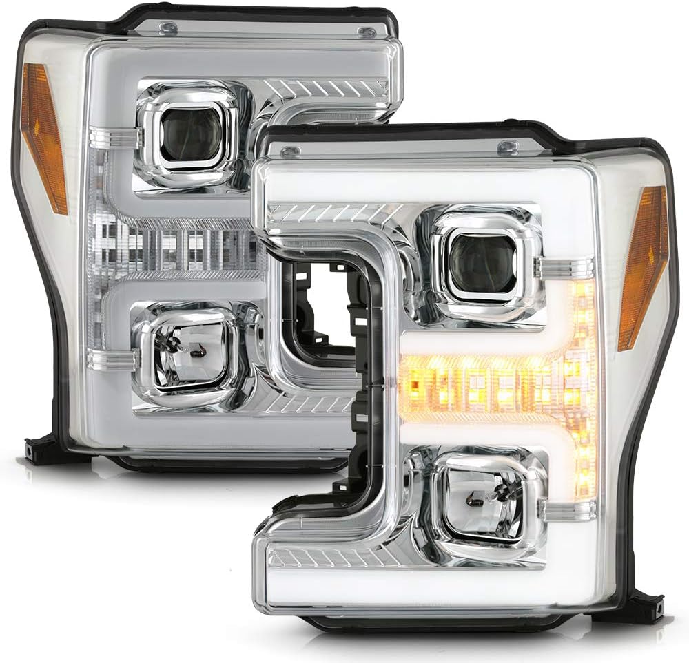 Chrome LED DRL Projector Headlights Set Z406957
