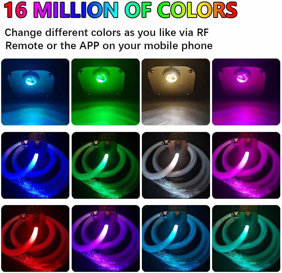 550pcs 0.03in 13.1ft Bluetooth Fiber Optic Star Ceiling Light Kit M93623