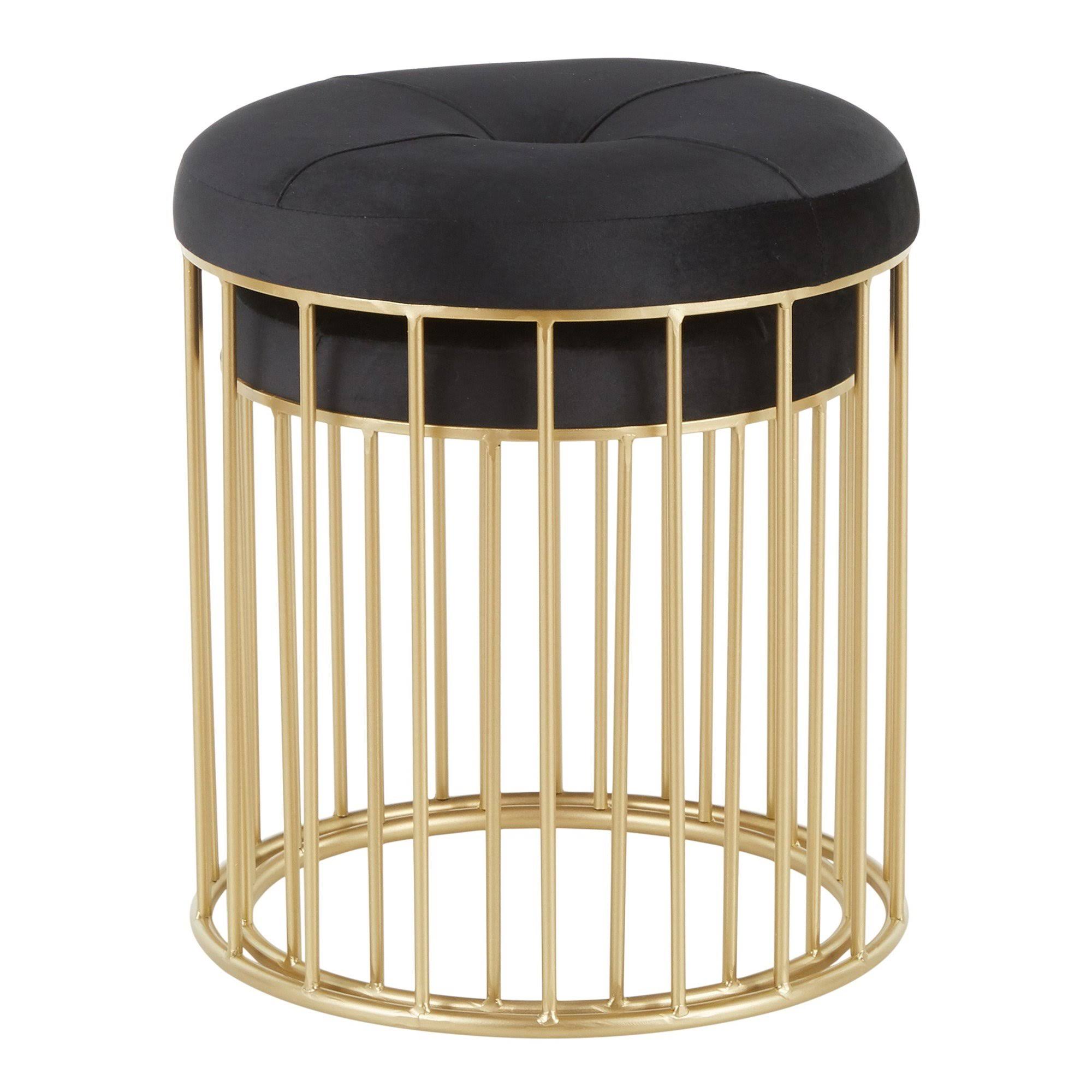 Gold Metal Pink Velvet Nesting Ottoman Set G4828