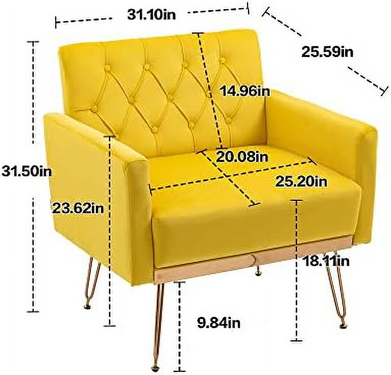Mustard Velvet Accent Chair with Metal Legs Y3430