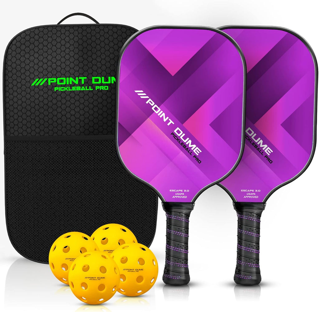 Graphite Carbon Pickleball Paddle Set of 2 Paddles 4 Pickleballs and Carry Case Y742