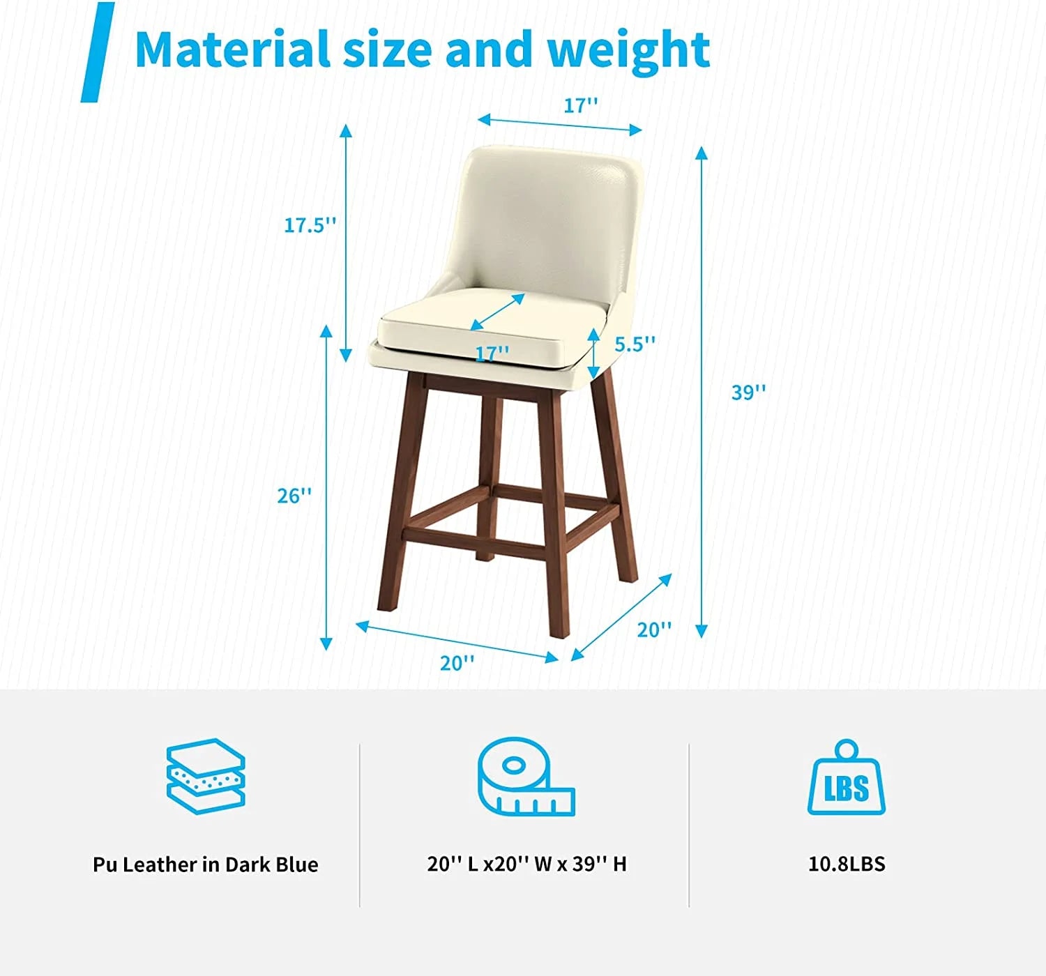 Set of 4 Faux Leather Counter Height Bar Stools with Backs X80294