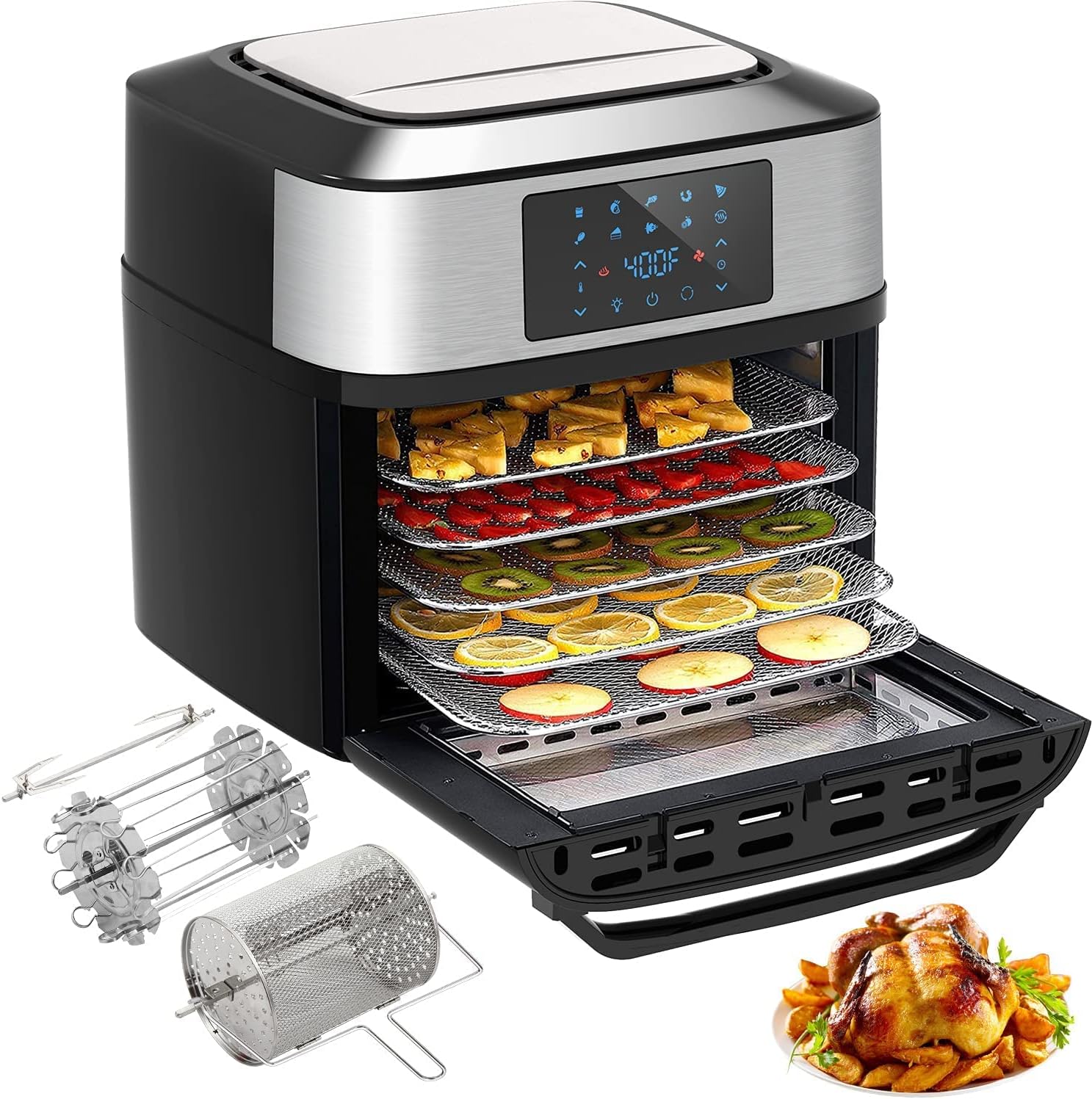 10-in-1 20 Quart Air Fryer Toaster Oven Combo with Rotisserie Dehydrator I63835