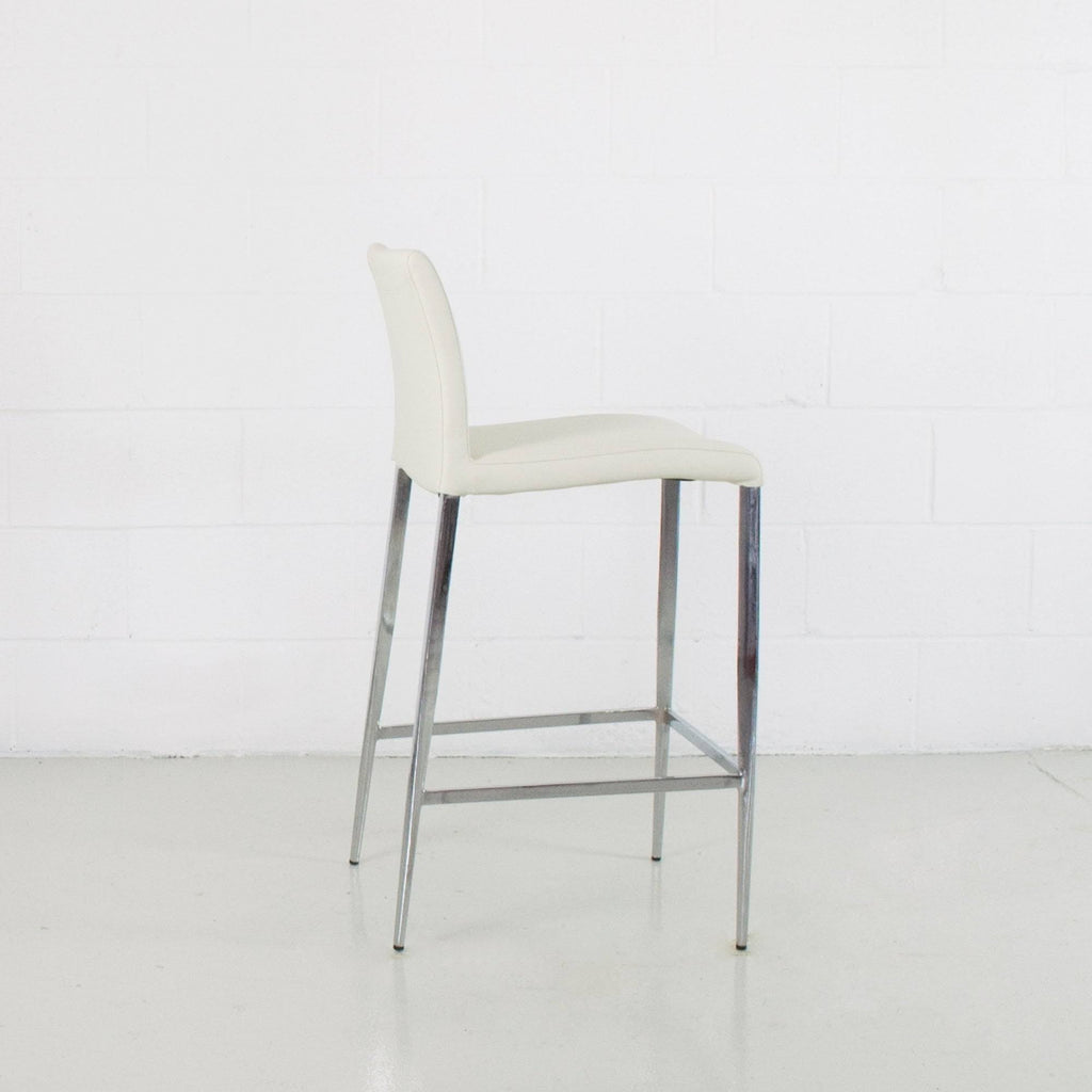 White Leatherette Chrome Counter Stool N57455