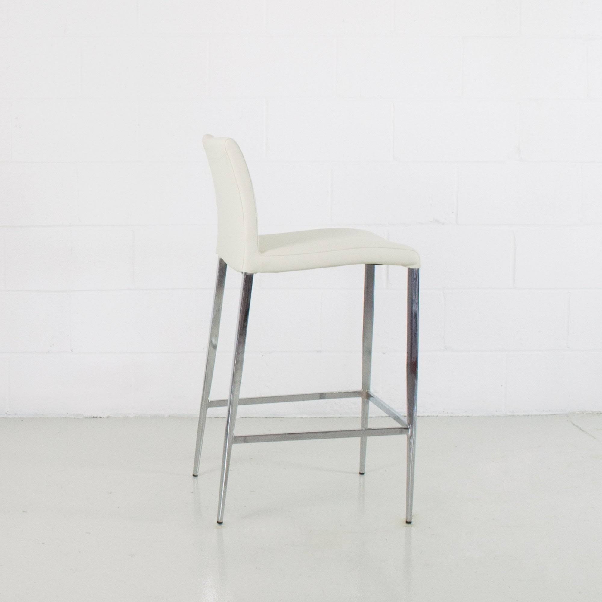 White Leatherette Chrome Counter Stool N57455