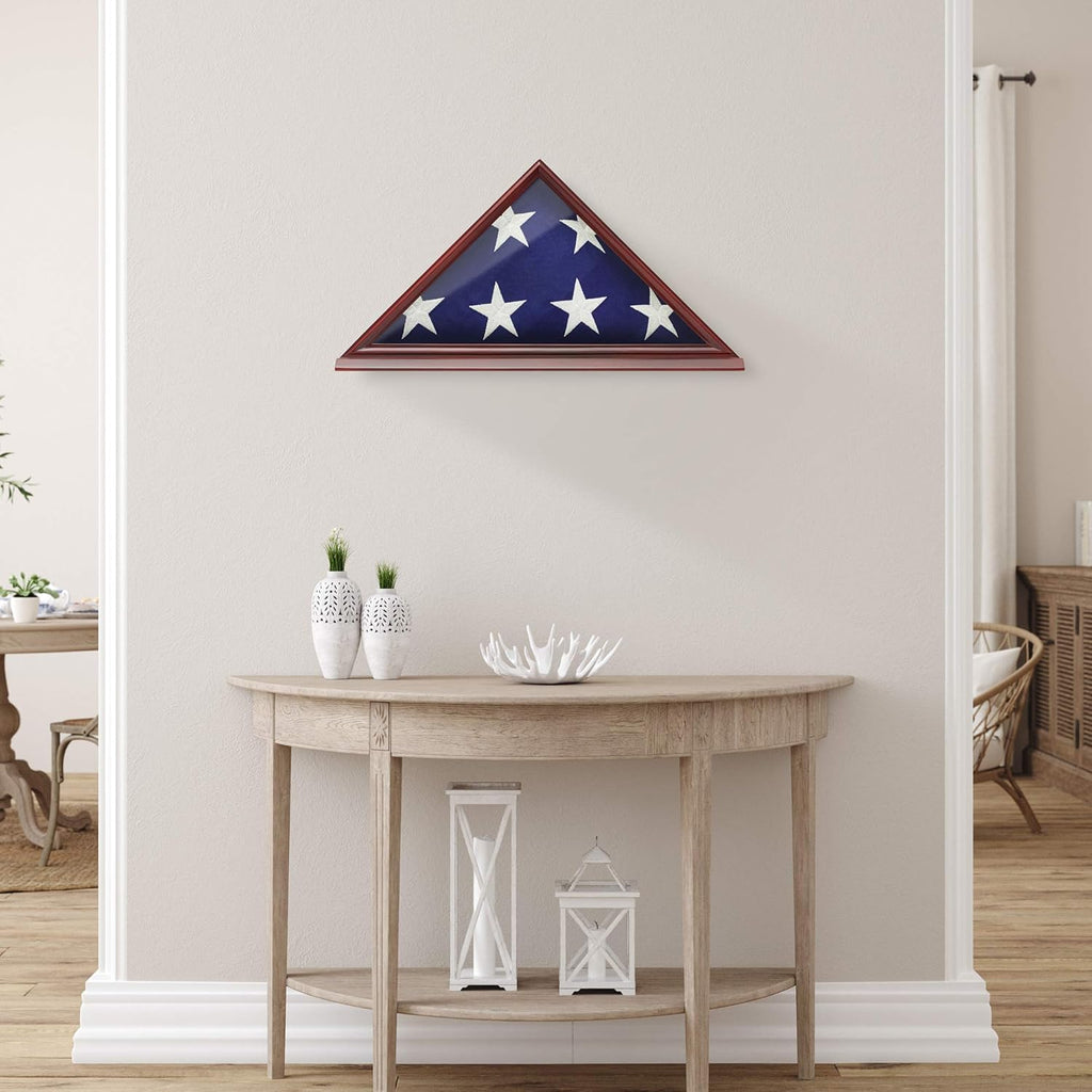 Solid Wood Cherry Finish American Flag Display Case C259648