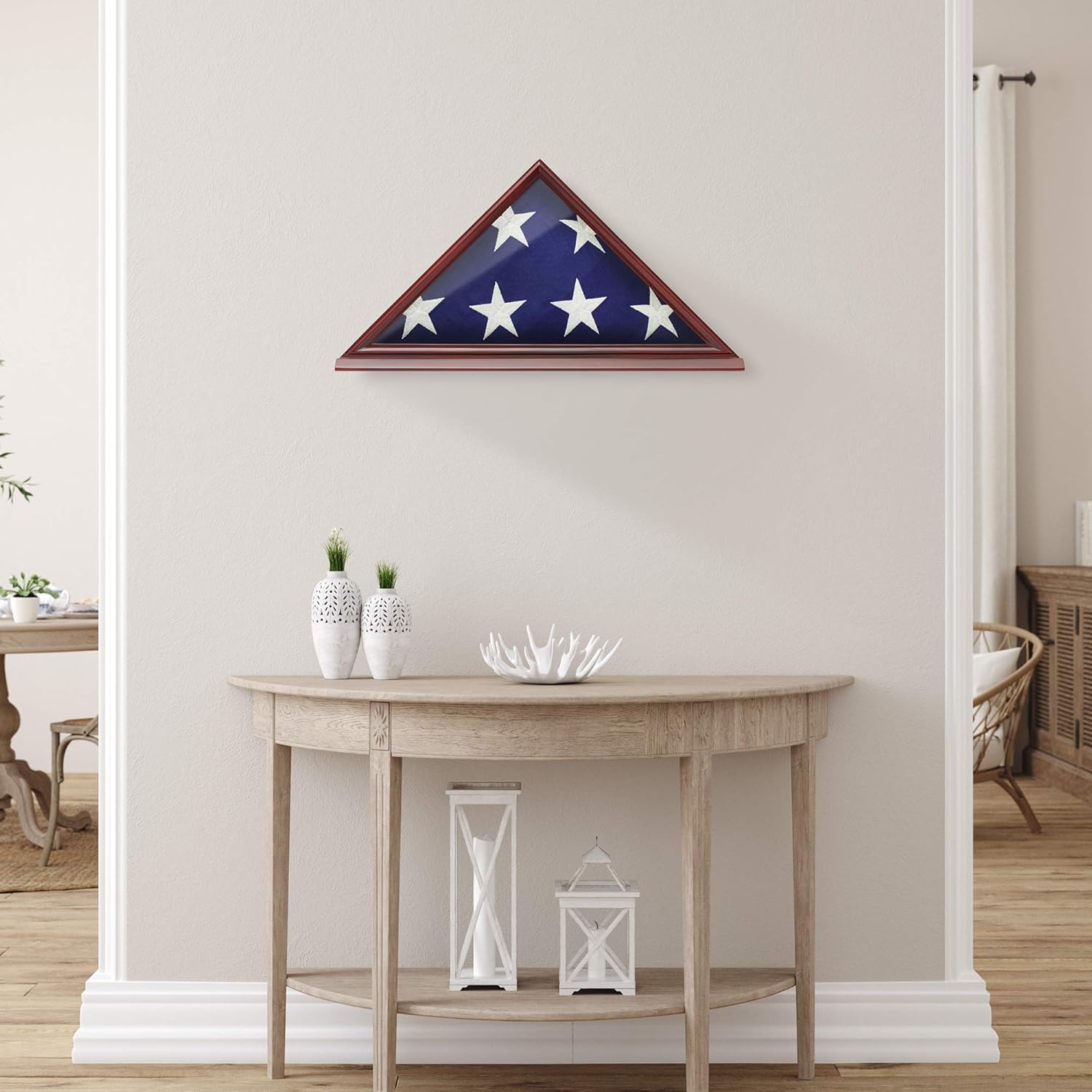 Solid Wood Cherry Finish American Flag Display Case C259648