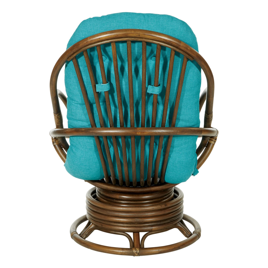 Blue and Brown Rattan Rocking Chair Q746694
