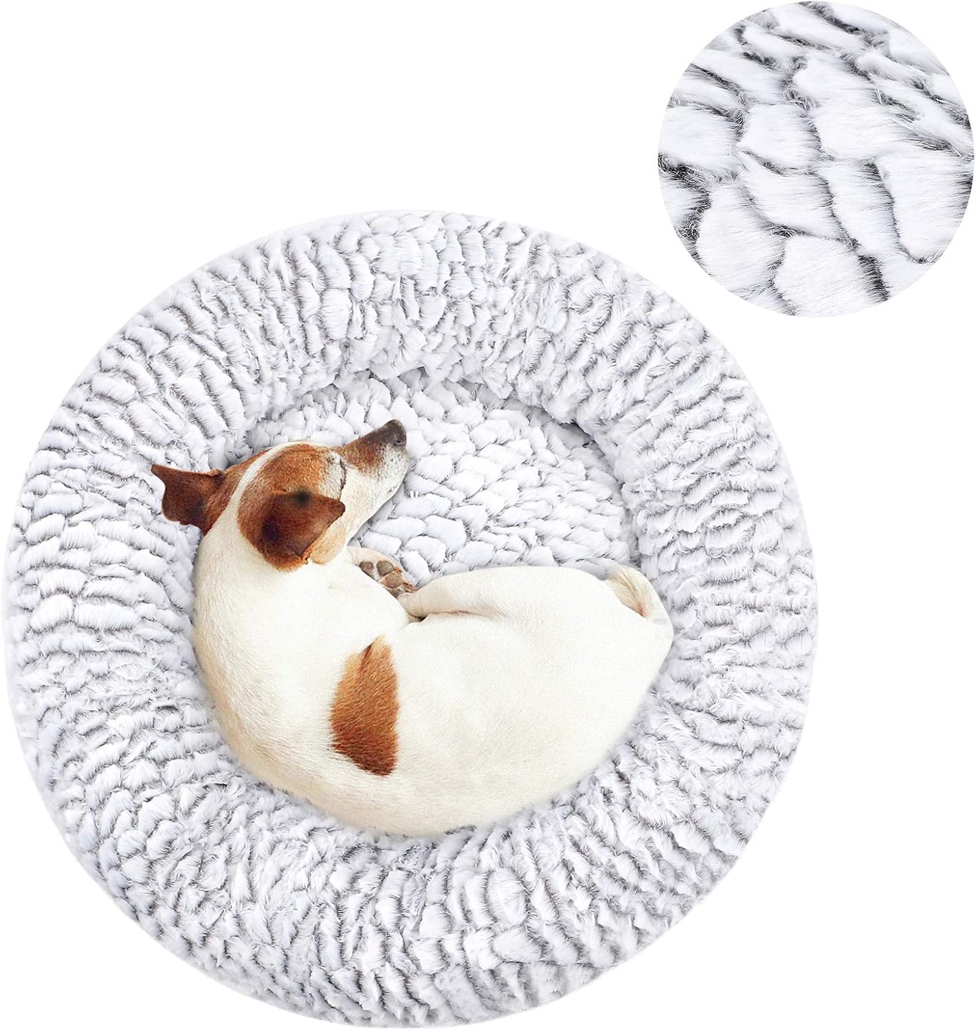 Calming Donut Dog Bed Round Fluffy Plush Washable Cuddler Pack of 2 B22075