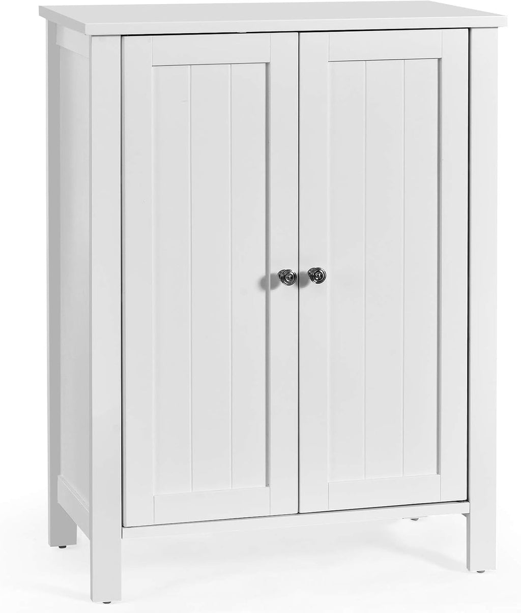 Brown 3 Tier Wooden Bathroom Floor Cabinet with Double Door O234752