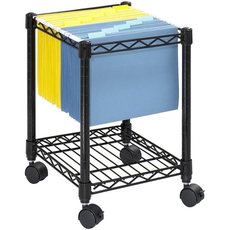 Compact Metal Mobile File Cart in Black W3117