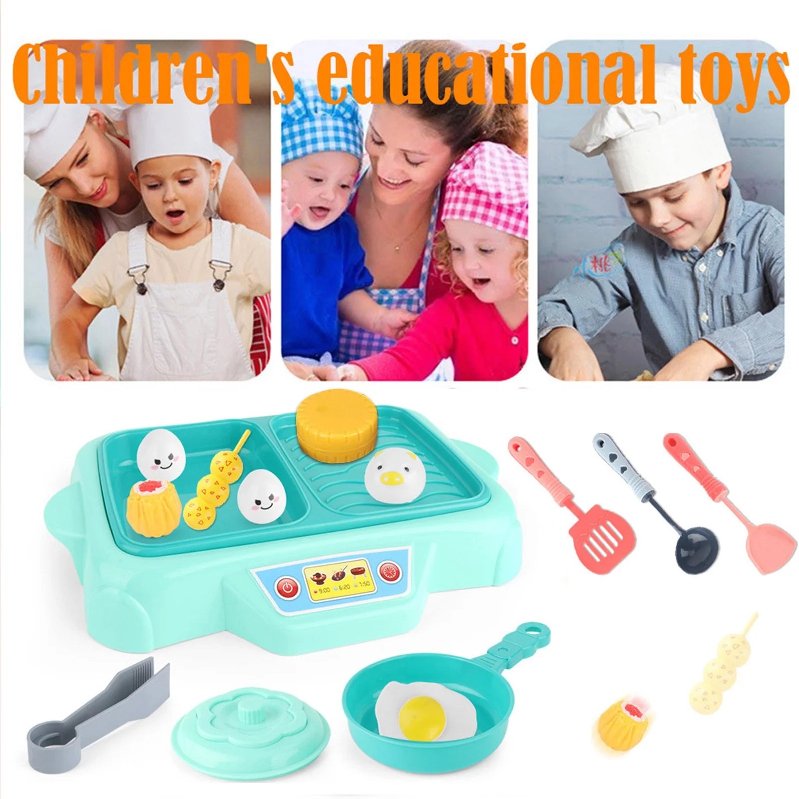Educational Toys Grill Barbecue Set BBQ Food Toys with Music Lights Kids Spatula P272