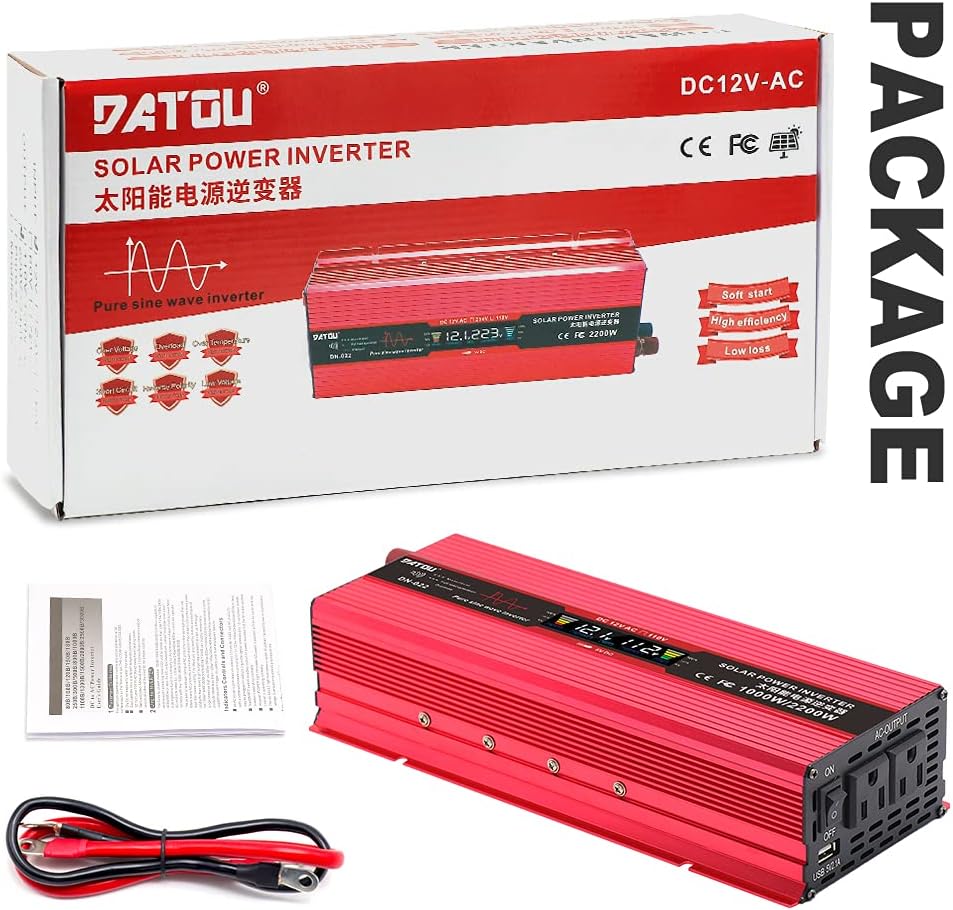 1000W Pure Sine Wave Power Inverter 12V 110V DC to AC Car Inverter with LED Display R311248