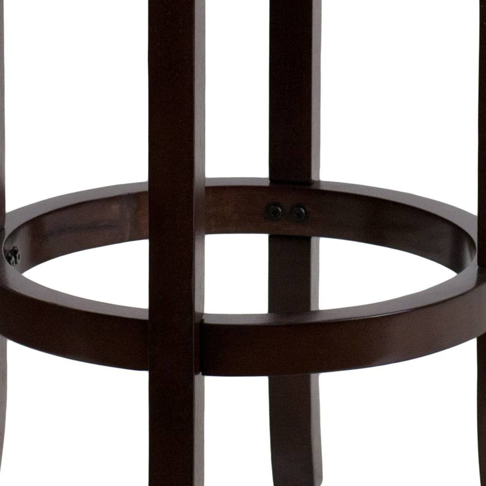 Light Cherry Wood Barstool with Black Leather Swivel Seat U6294