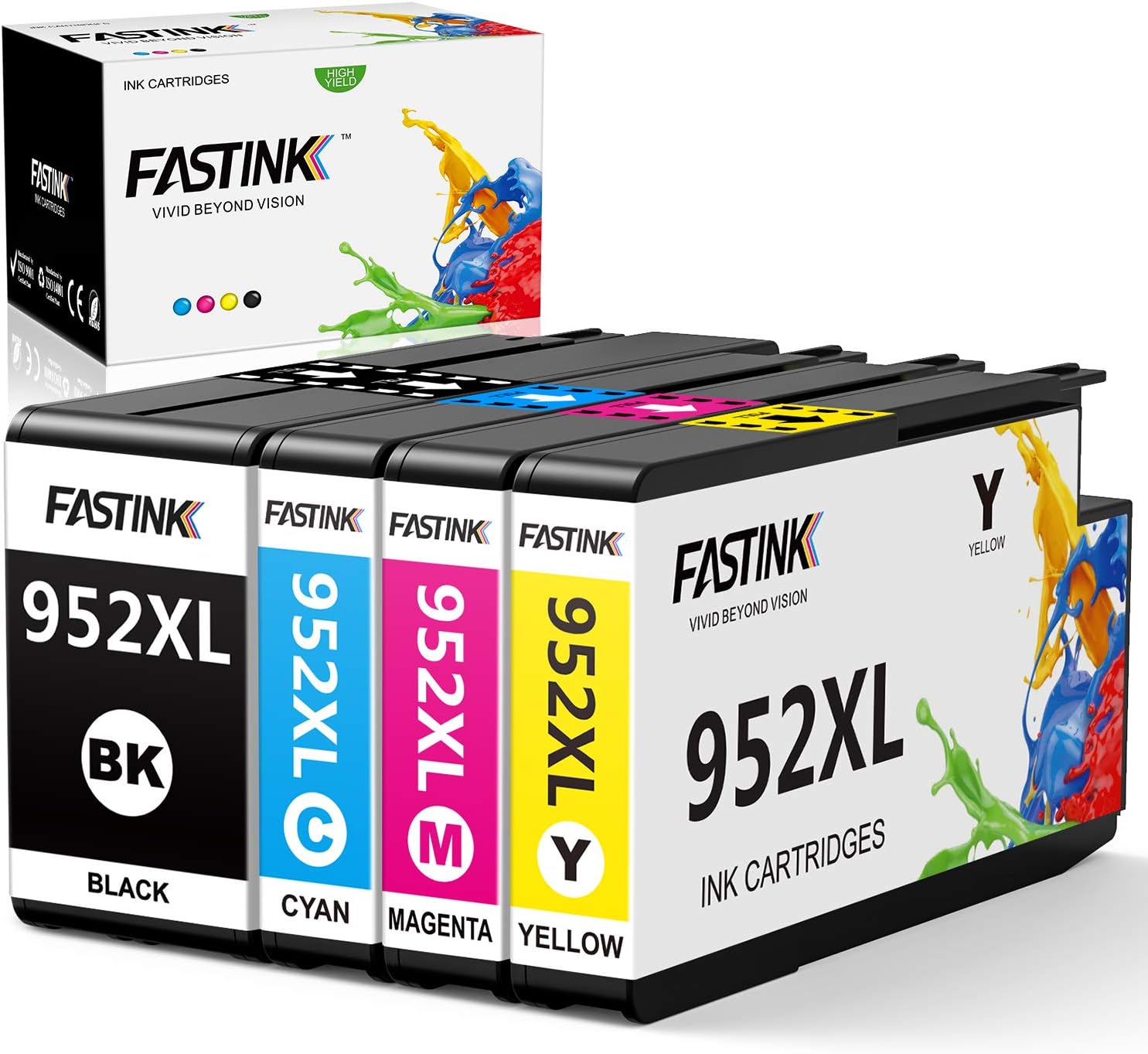 FASTINK Compatible HP 952XL Ink Cartridges Combo Pack, High Yield, 4-Pack J249264