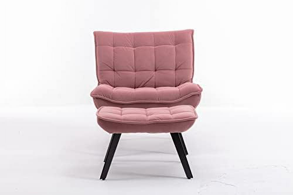 Pink Velvet Accent Chair with Ottoman K63072