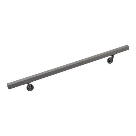 Aluminum Wall Handrail with Mounts, 9' Length, Silver D7903