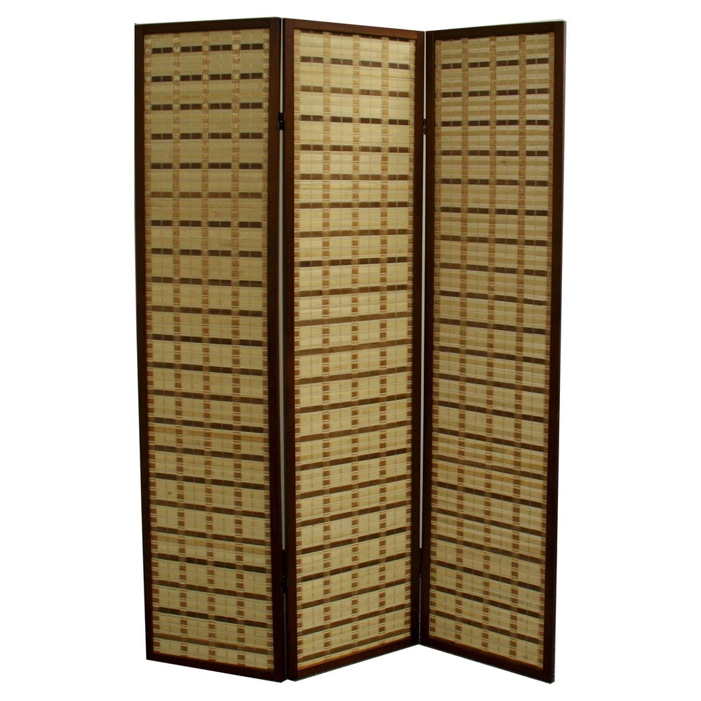 Walnut 3 Panel Bamboo Room Divider F1125