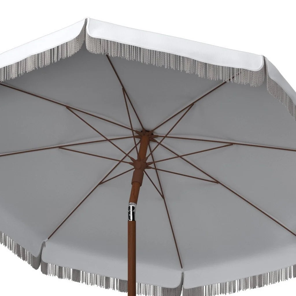 White Fringe Beach Patio Umbrella M584