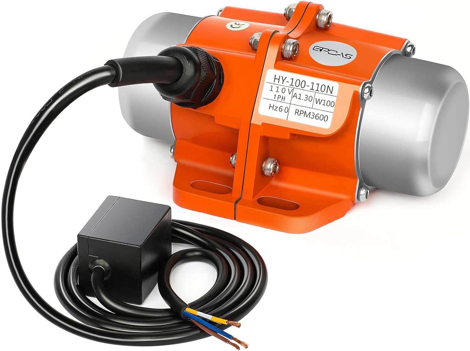 100W Concrete Vibrator Vibration Motor Single Phase AC 110V 3600RPM Aluminum Alloy Case Electric Asynchronous Vibrating Vibrators for Shaker Table Pack of 2 H55354