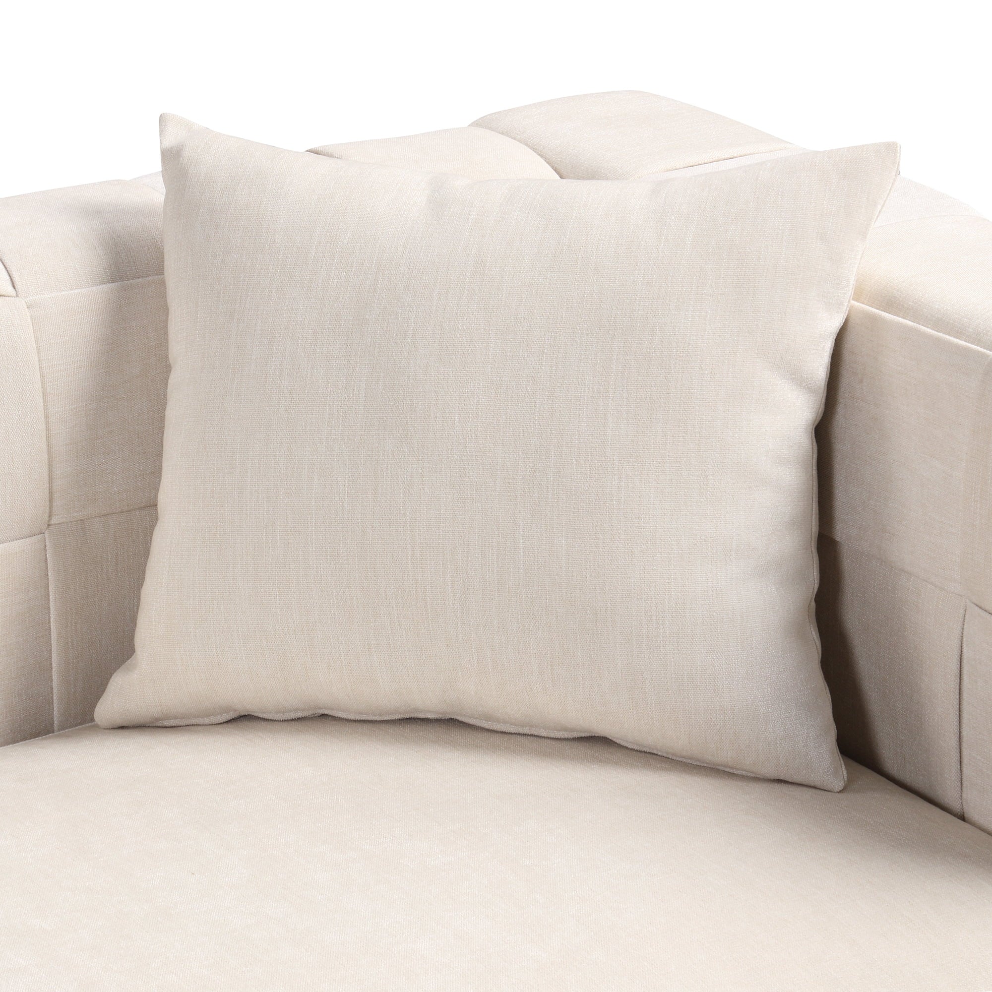 Beige Upholstered Sofa with 4 Pillows and Golden Metal Legs I350618