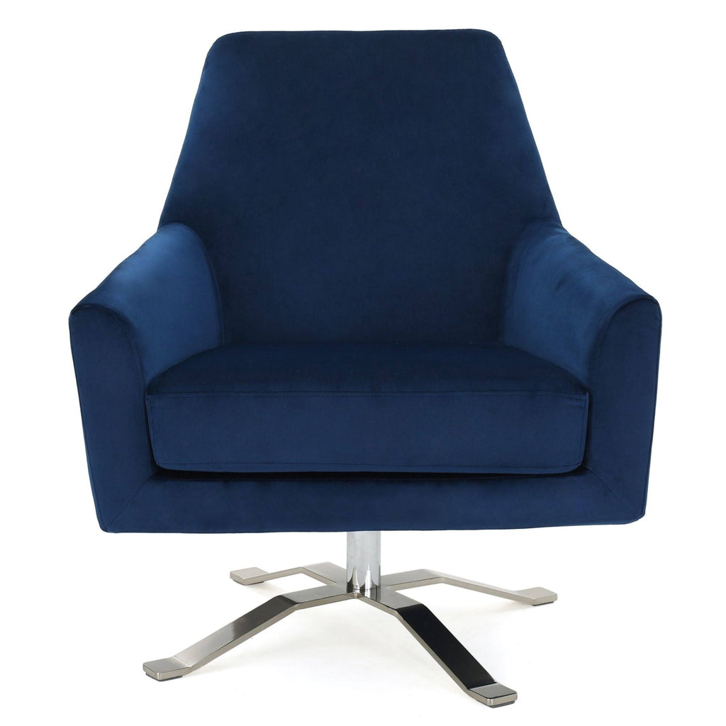 Navy Blue and Silver Vintage Swivel Club Chair K89159