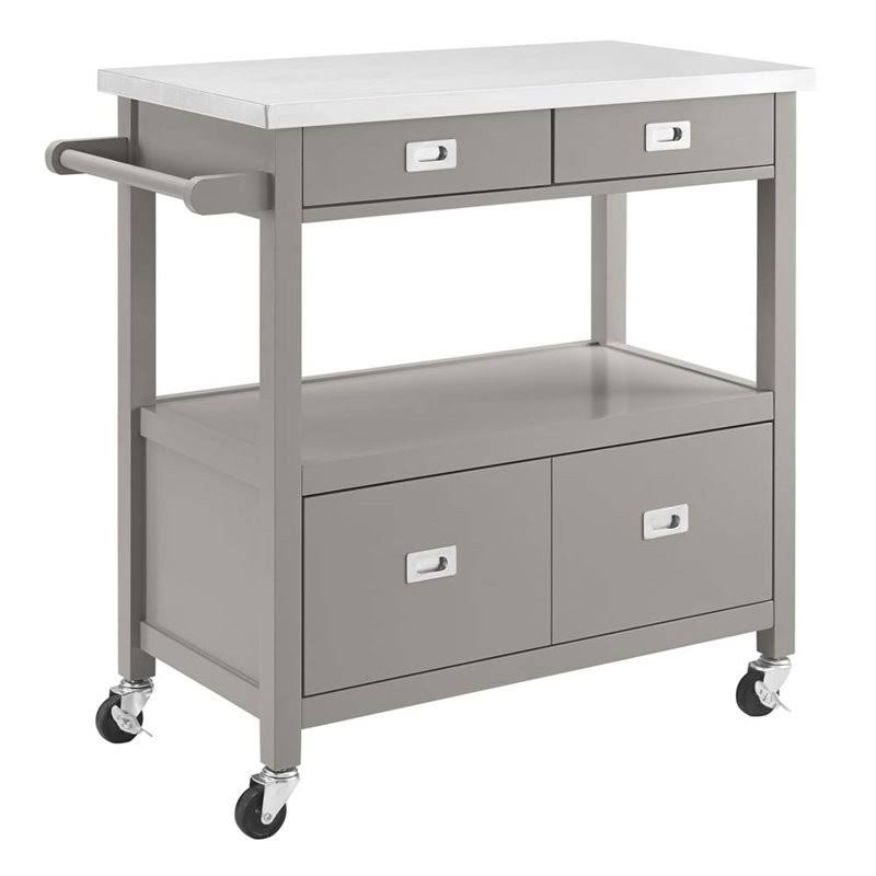 Gray Stainless Steel Top Kitchen Cart D60813