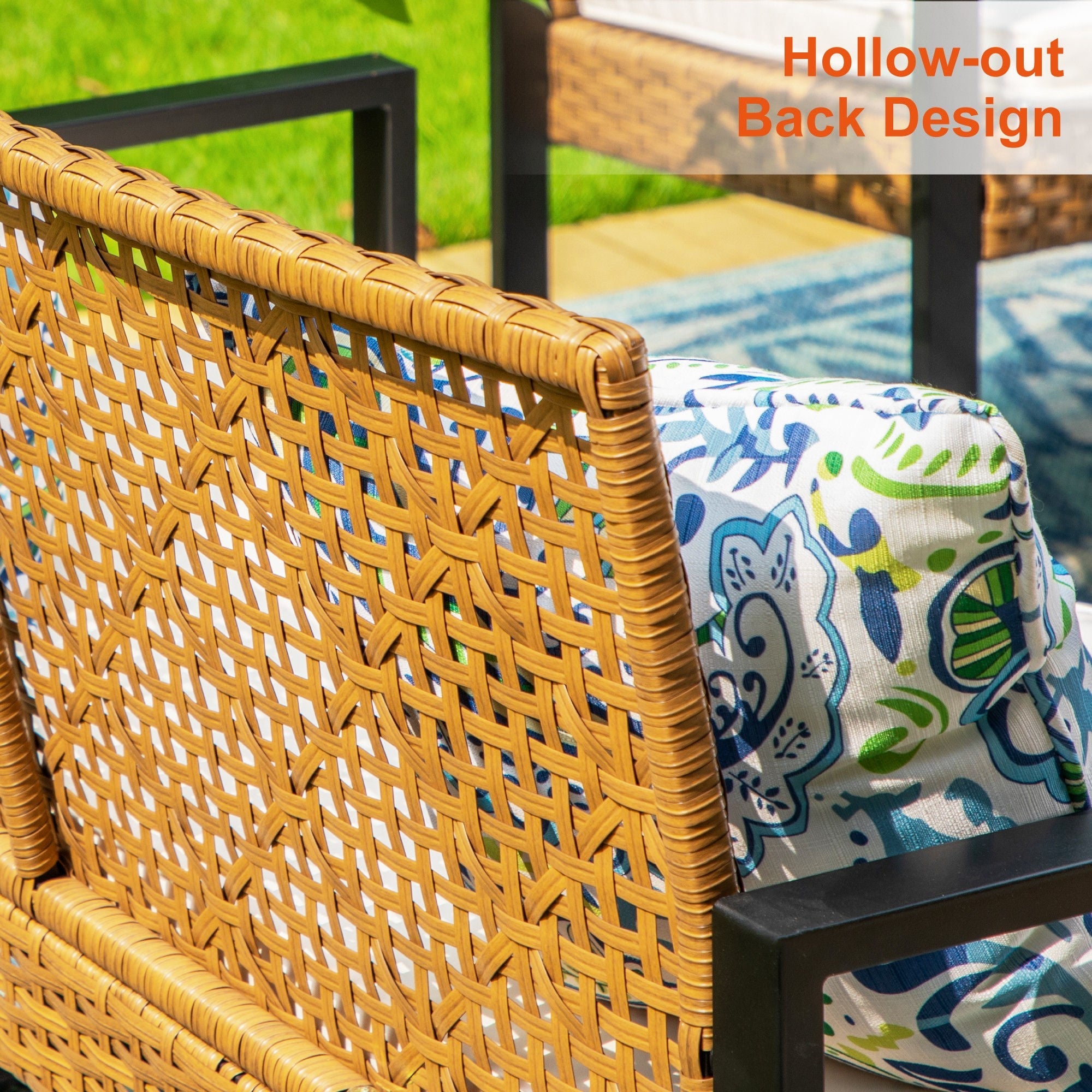 Beige 4 Piece Wicker Outdoor Conversation Set O9577