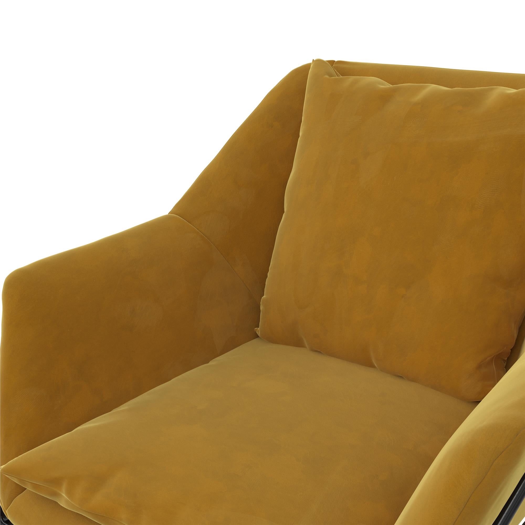 Mustard Yellow Velvet Accent Chair O266070