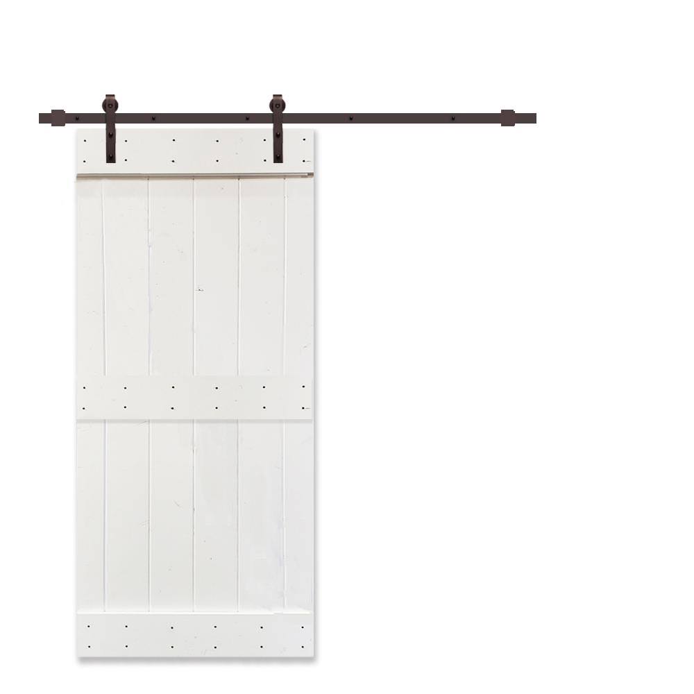 White Stained 2 Panel Barn Door with Sliding Hardware Y698660