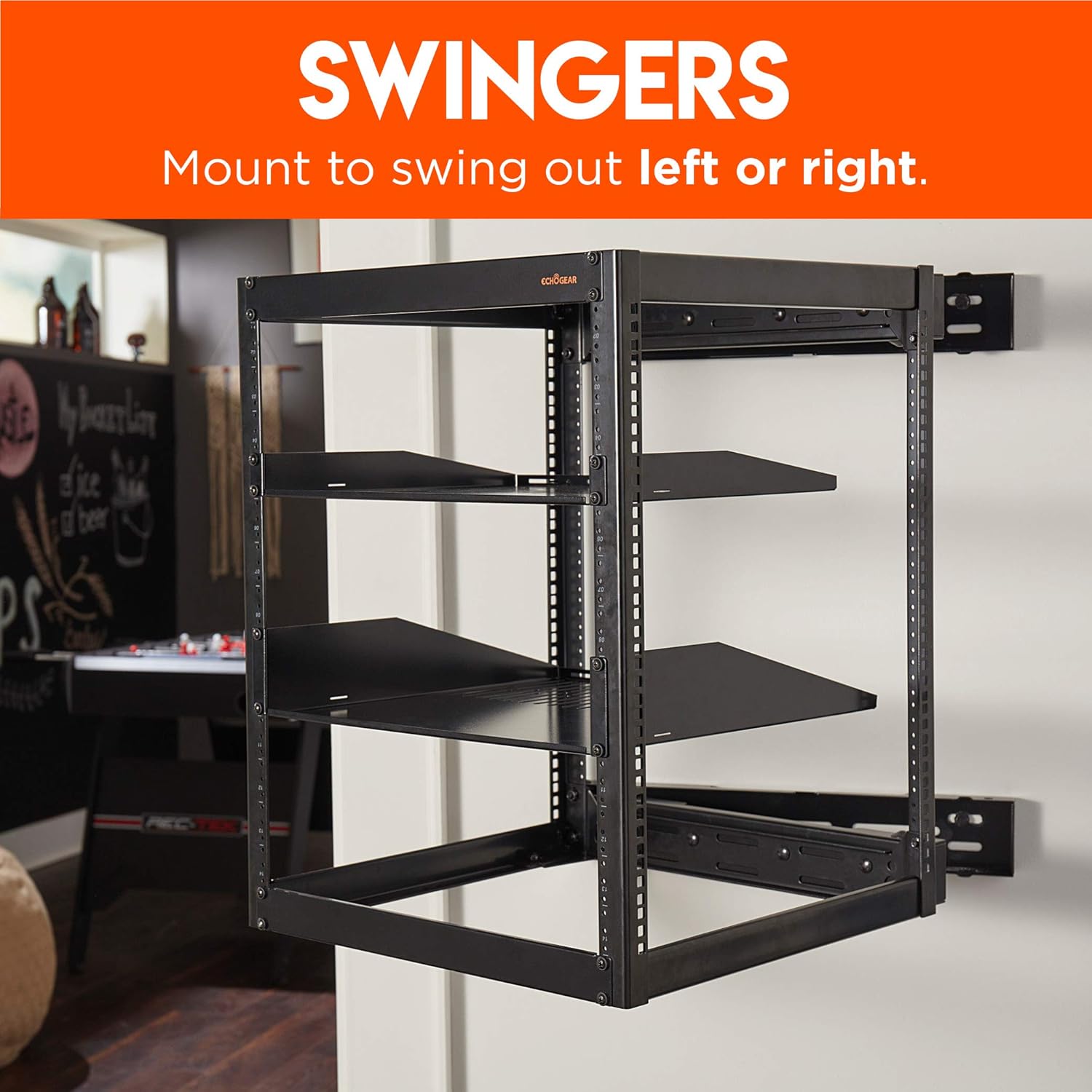 Swing-Out Wall Mount for 10U, 15U, & 20U Open Frame Racks Pack of 2 B86575
